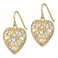 10k w/ RH Filigree Cut-Out Heart Wire Earrings