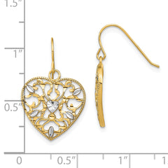 10k w/ RH Filigree Cut-Out Heart Wire Earrings