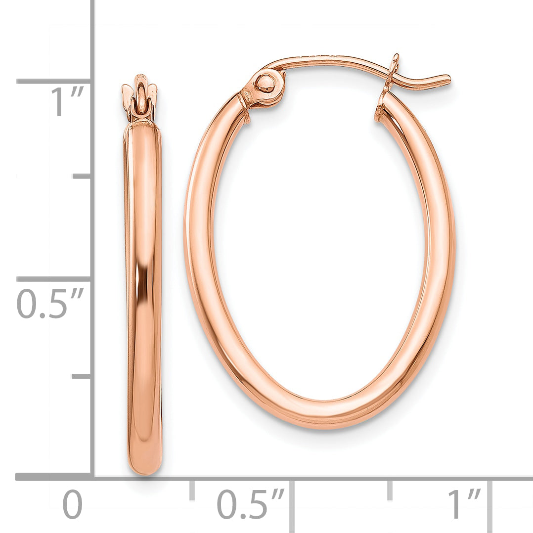 10k Rose Gold Oval Hoop Earrings