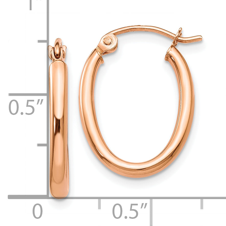 10k Rose Gold Oval Hoop Earrings