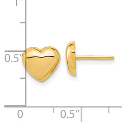 10k Gold Polished Heart Post Earrings