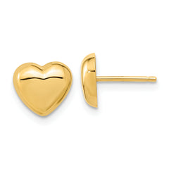 10k Gold Polished Heart Post Earrings