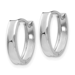 10K White Gold Polished Hinged Hoop Earrings for Women Elegant & Semi-Solid Design