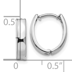 10K White Gold Polished Hinged Hoop Earrings for Women Elegant & Semi-Solid Design