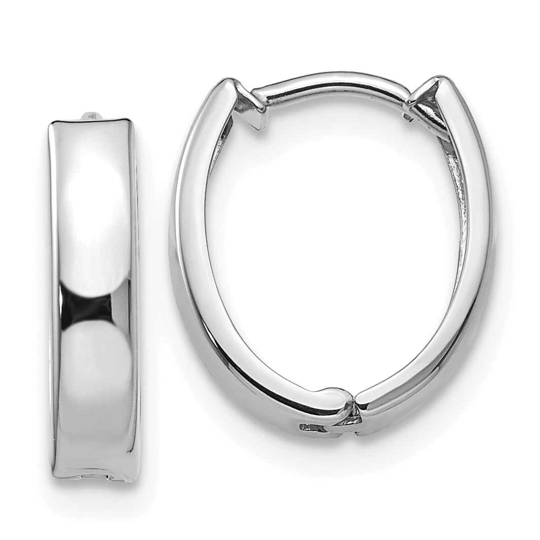 10k White Gold Polished Hinged Hoop Earrings Main image