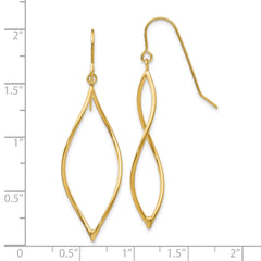 10k Polished Twisted Oblong Dangle Earrings