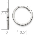 10K White Gold Polished Huggie Hoop Earrings with Rhodium Plating