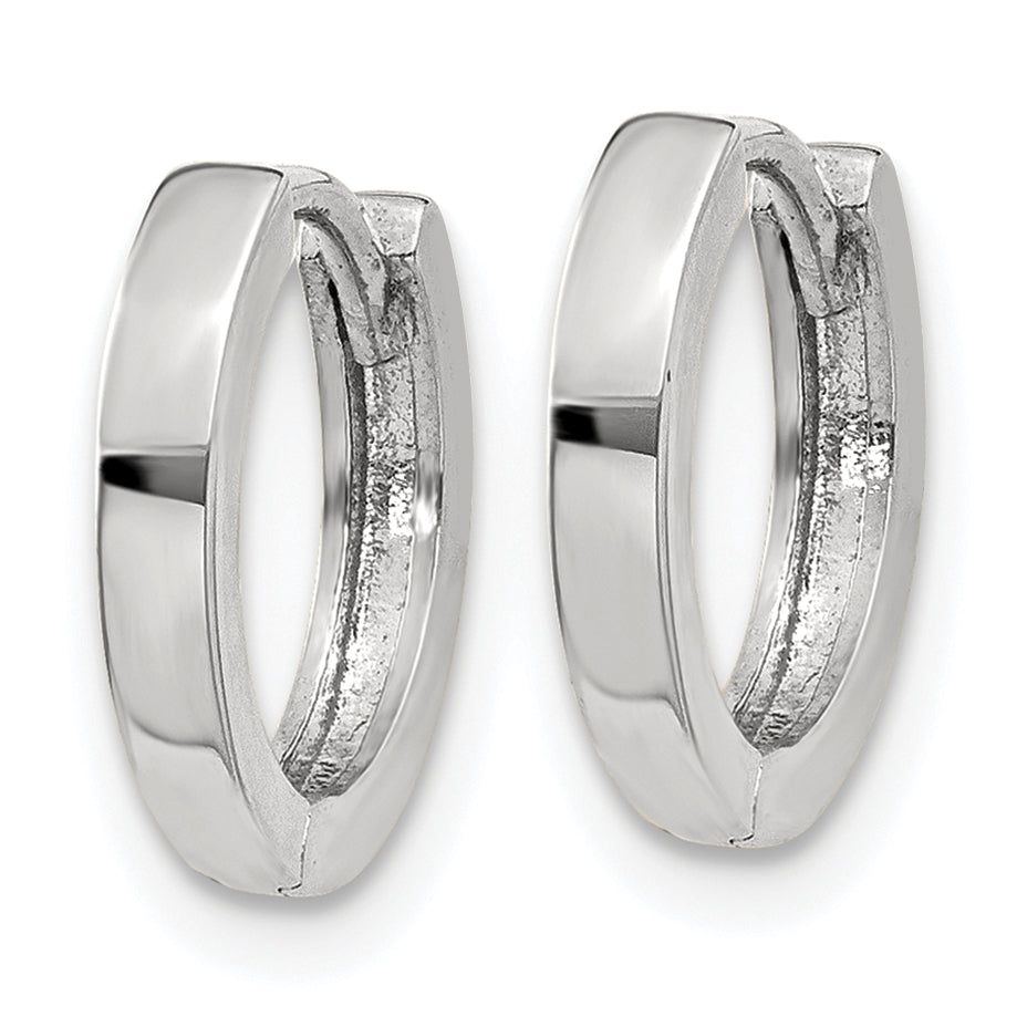 10K White Gold Polished Hinged Hoop Earrings with Rhodium Finish Secondary image