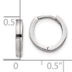 10K White Gold Polished Hinged Hoop Earrings with Rhodium Finish