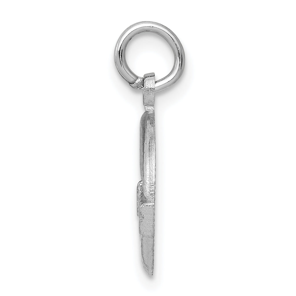 10K White Gold Claddagh Charm with Rhodium Finish Solid Elegant Design