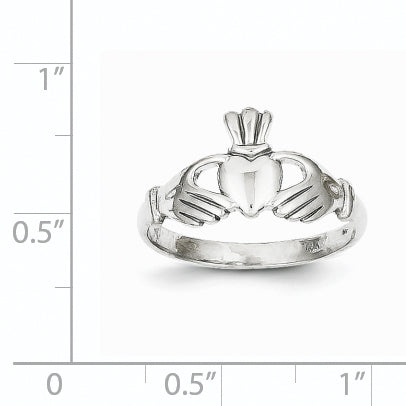 10k White Gold Polished Claddagh Ring Secondary image