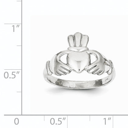 10k White Gold Polished Claddagh Ring Secondary image