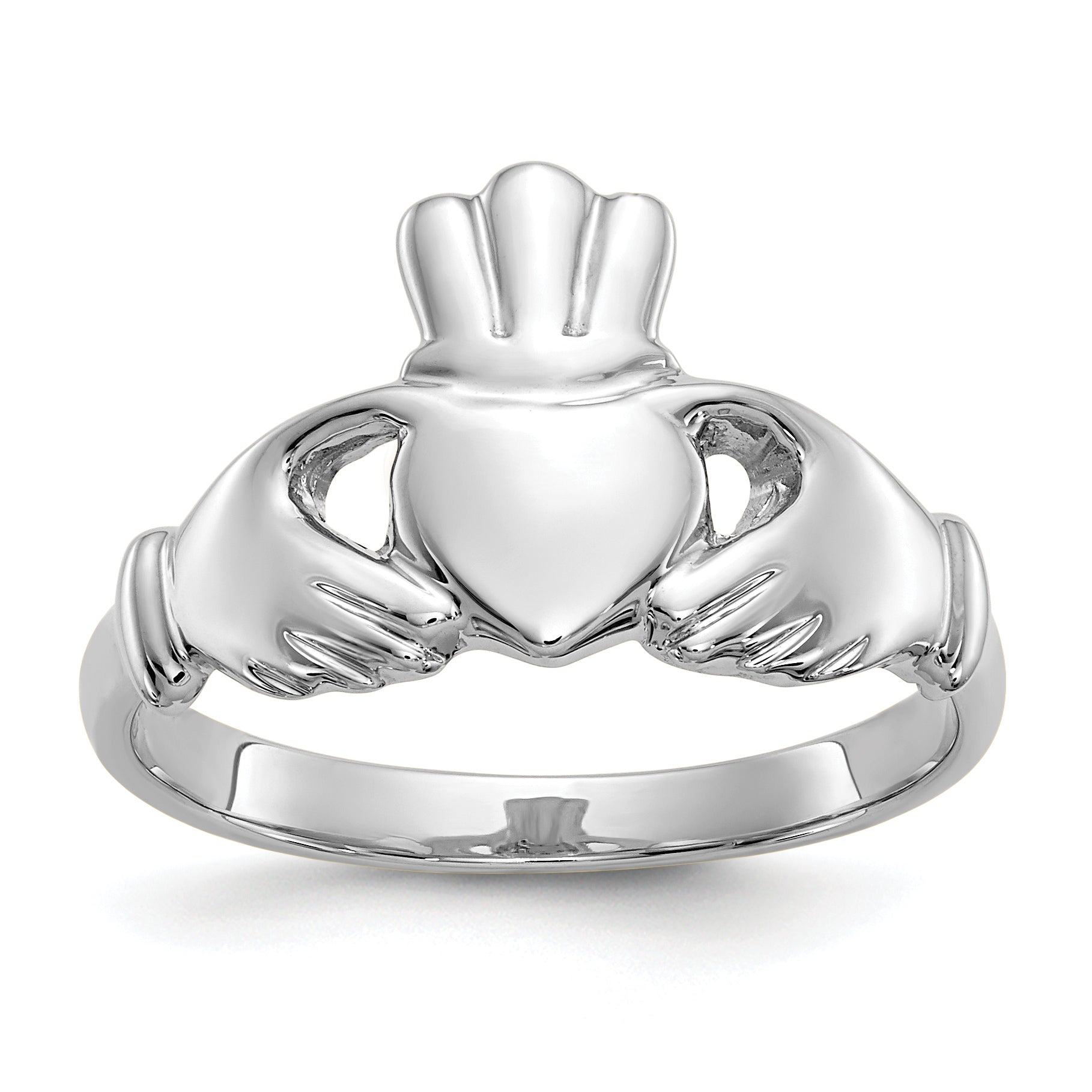 10k White Gold Polished Claddagh Ring Main image