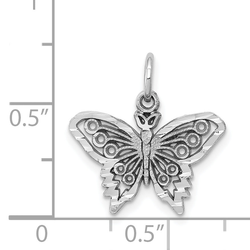 10K White Gold Butterfly Charm with Polished Rhodium Finish Elegant & Solid Design
