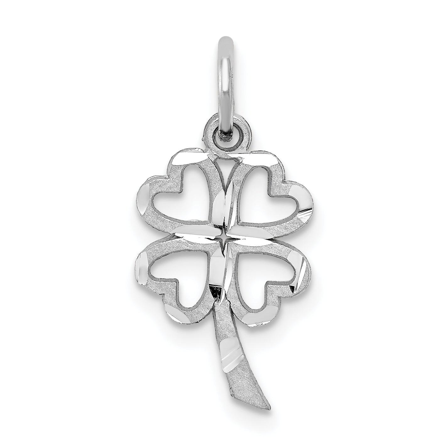 10k White Gold Solid Open 4-Leaf Clover Charm Main image