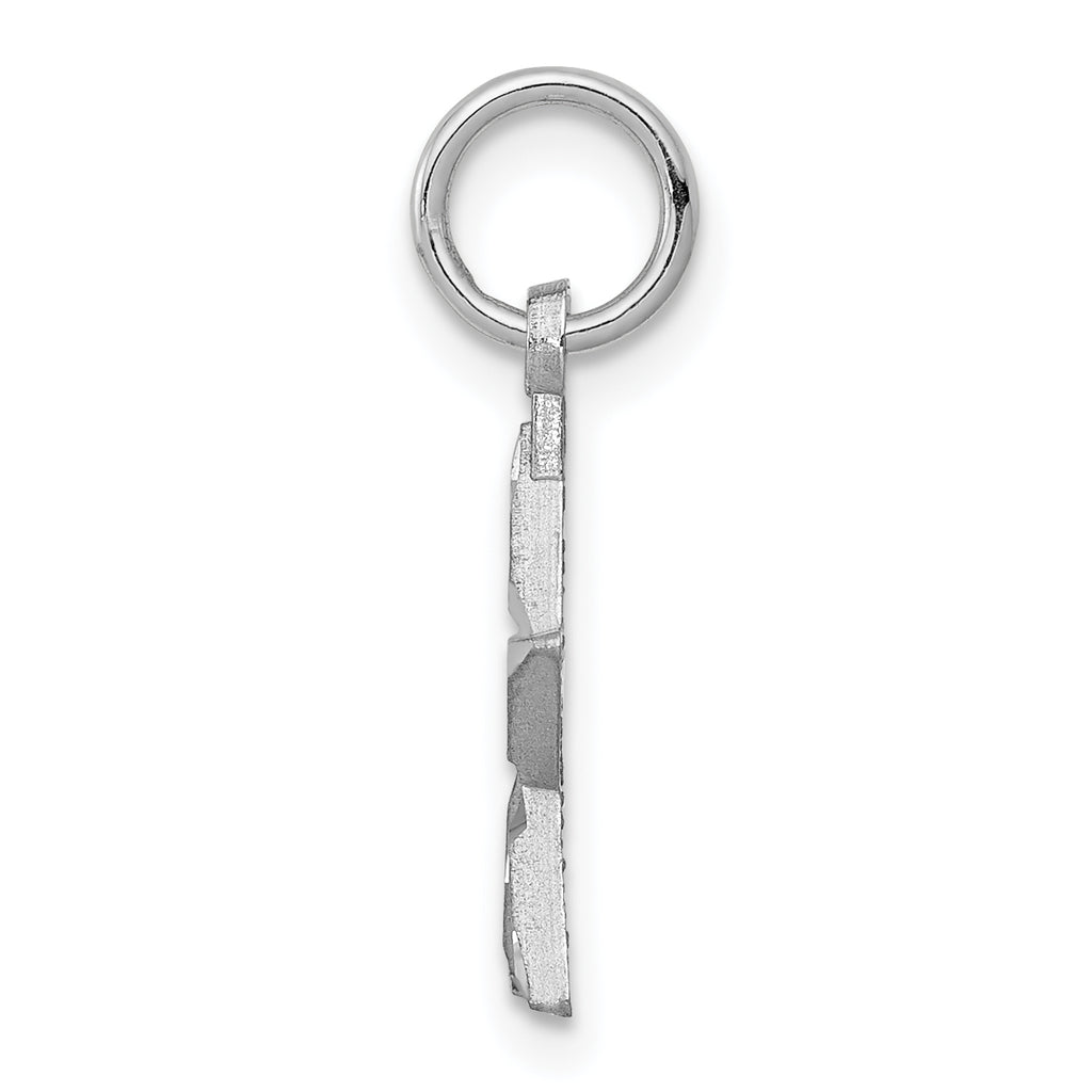 10K White Gold Star Charm with Diamond-Cut Design, Polished Finish