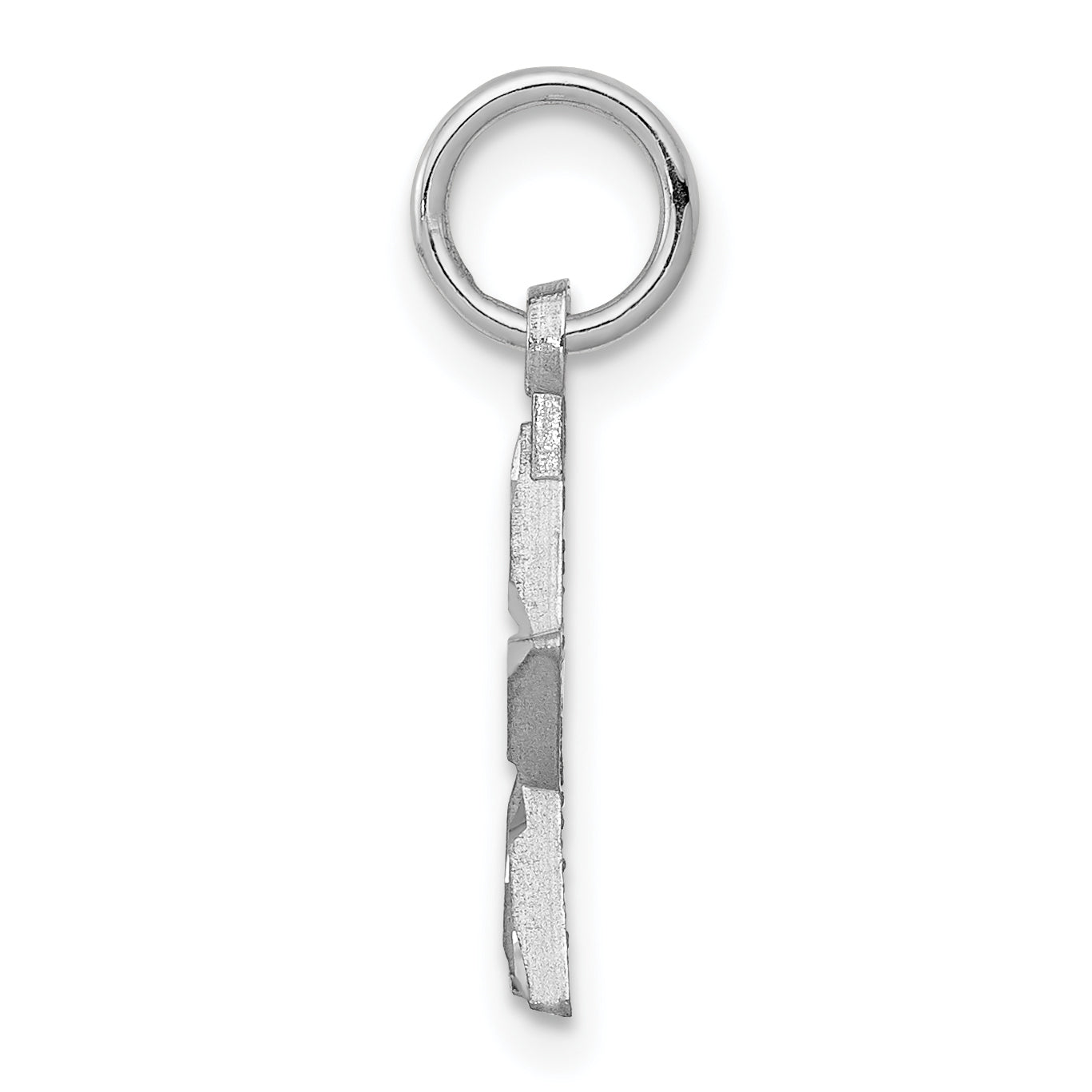 10K White Gold Star Charm with Diamond-Cut Design, Polished Finish