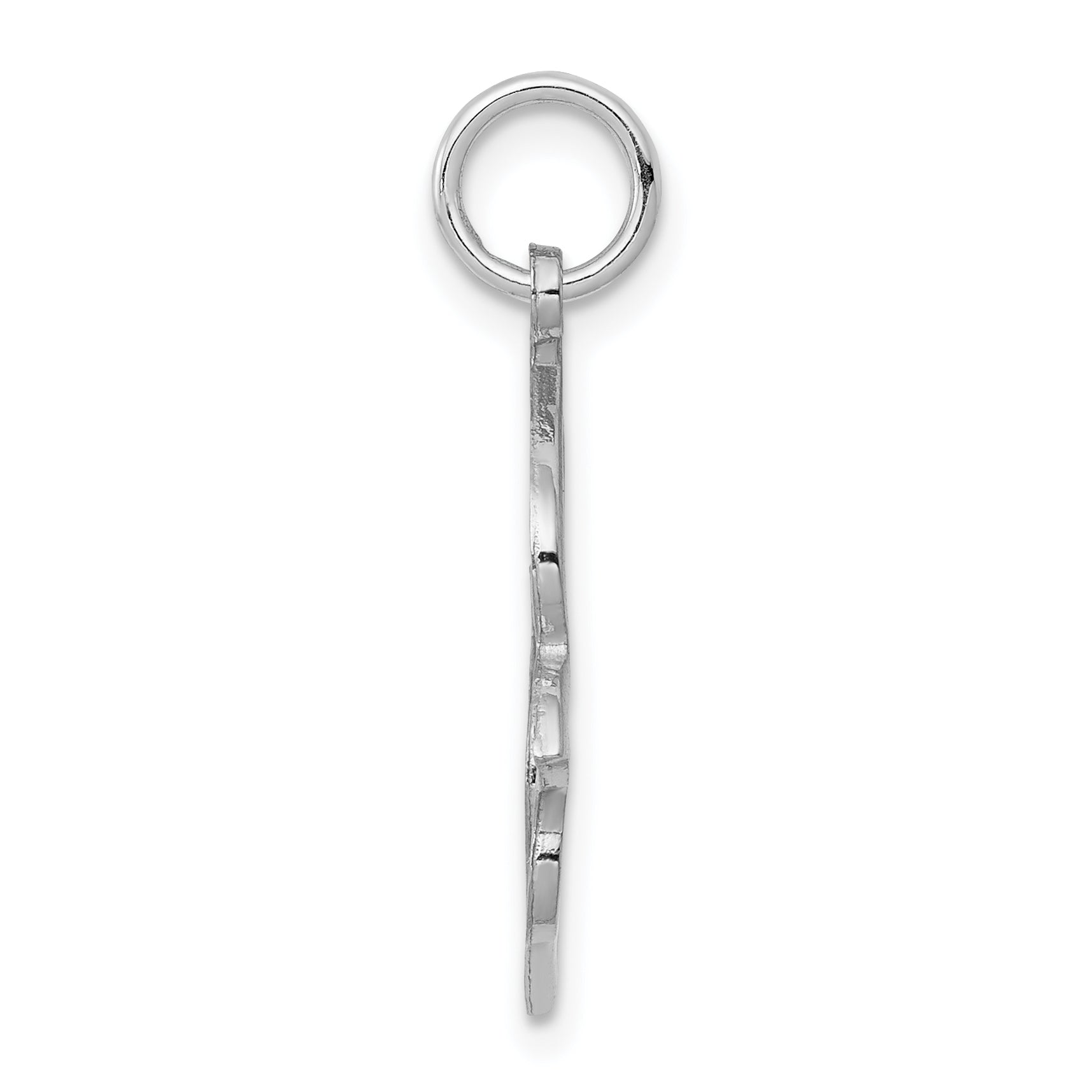 10K White Gold Dove Charm with Polished Rhodium Finish, Elegant and Solid Design