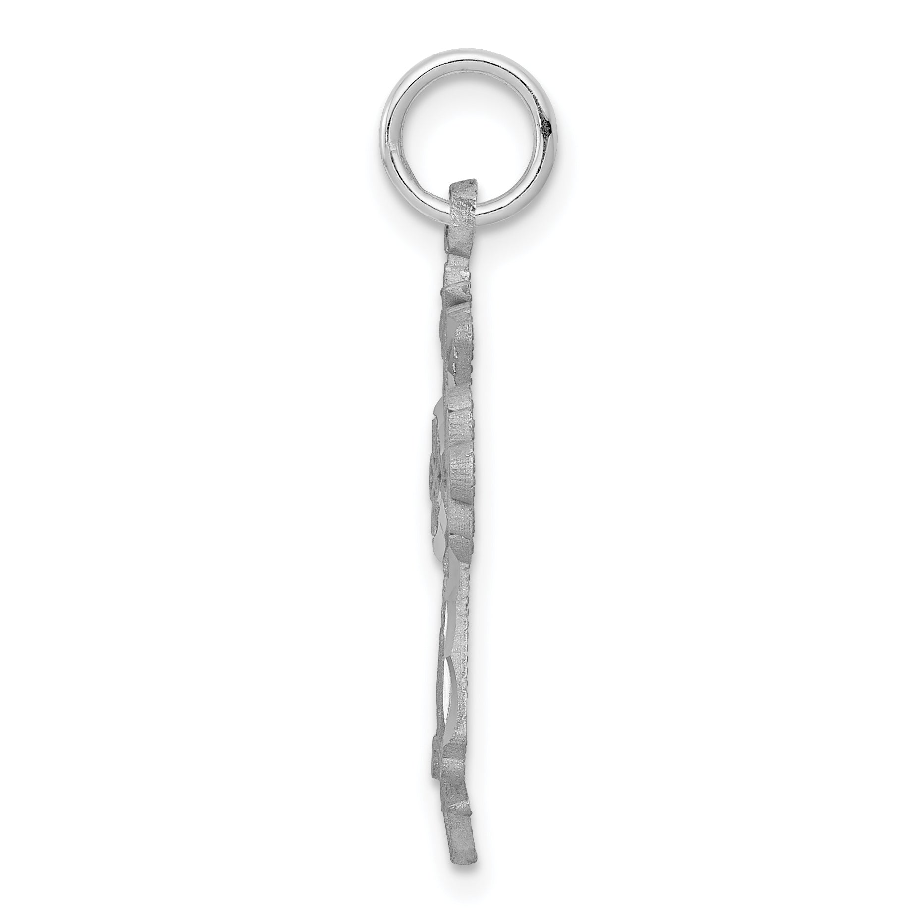 10K White Gold Diamond-Cut Cross Charm with Polished Finish Secondary image