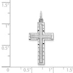 10K White Gold Cross Charm with Polished Rhodium Finish Elegant Design