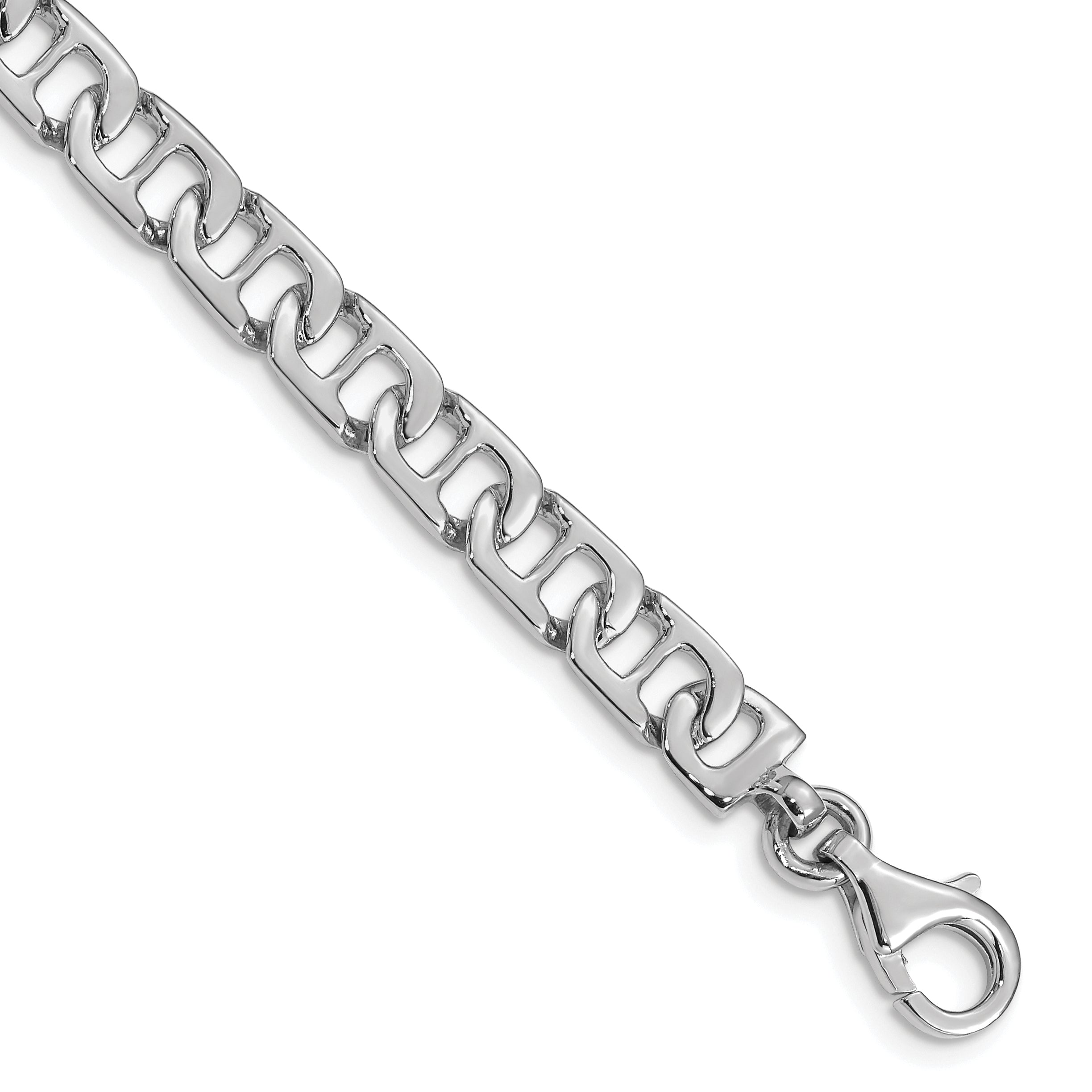 10k White Gold 6.5mm Hand-polished Fancy Anchor Link Bracelet