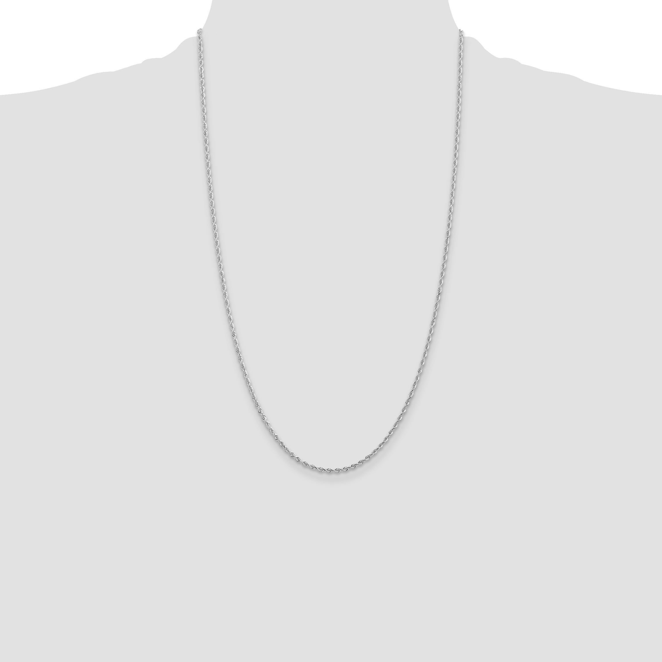 10k White Gold 2mm D/C Quadruple Rope Chain