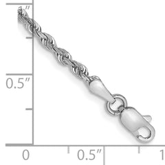 10k White Gold 2.25mm D/C Quadruple Rope Chain - 7