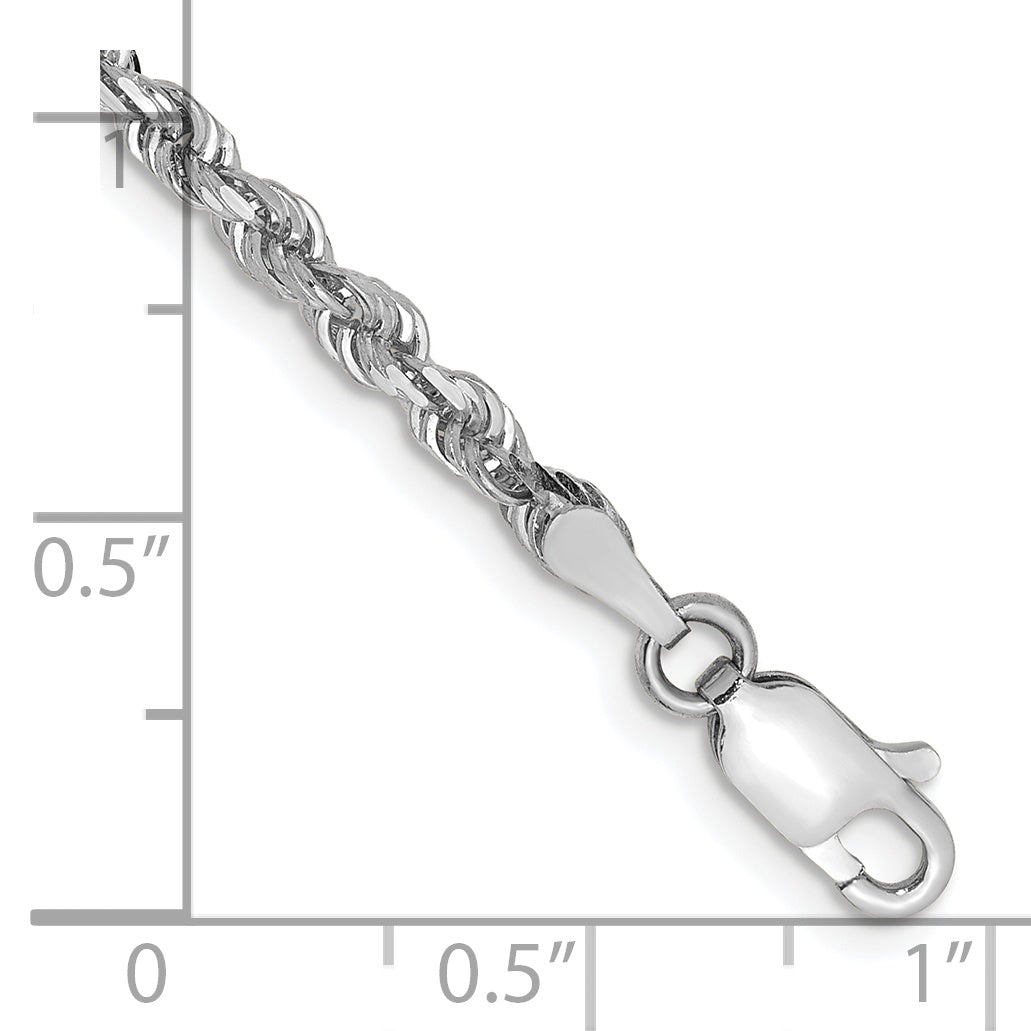 10k White Gold 3mm D/C Quadruple Rope Chain - 7