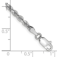 10k White Gold 3mm D/C Quadruple Rope Chain - 7