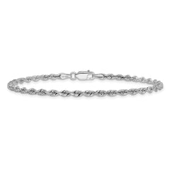 10k White Gold 3mm D/C Quadruple Rope Chain - 8