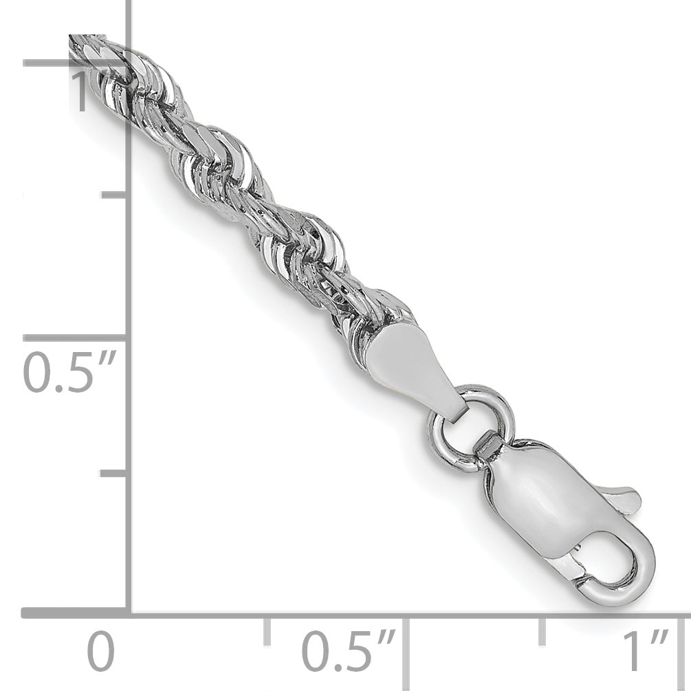 10k White Gold 3.35mm D/C Quadruple Rope Chain - 7