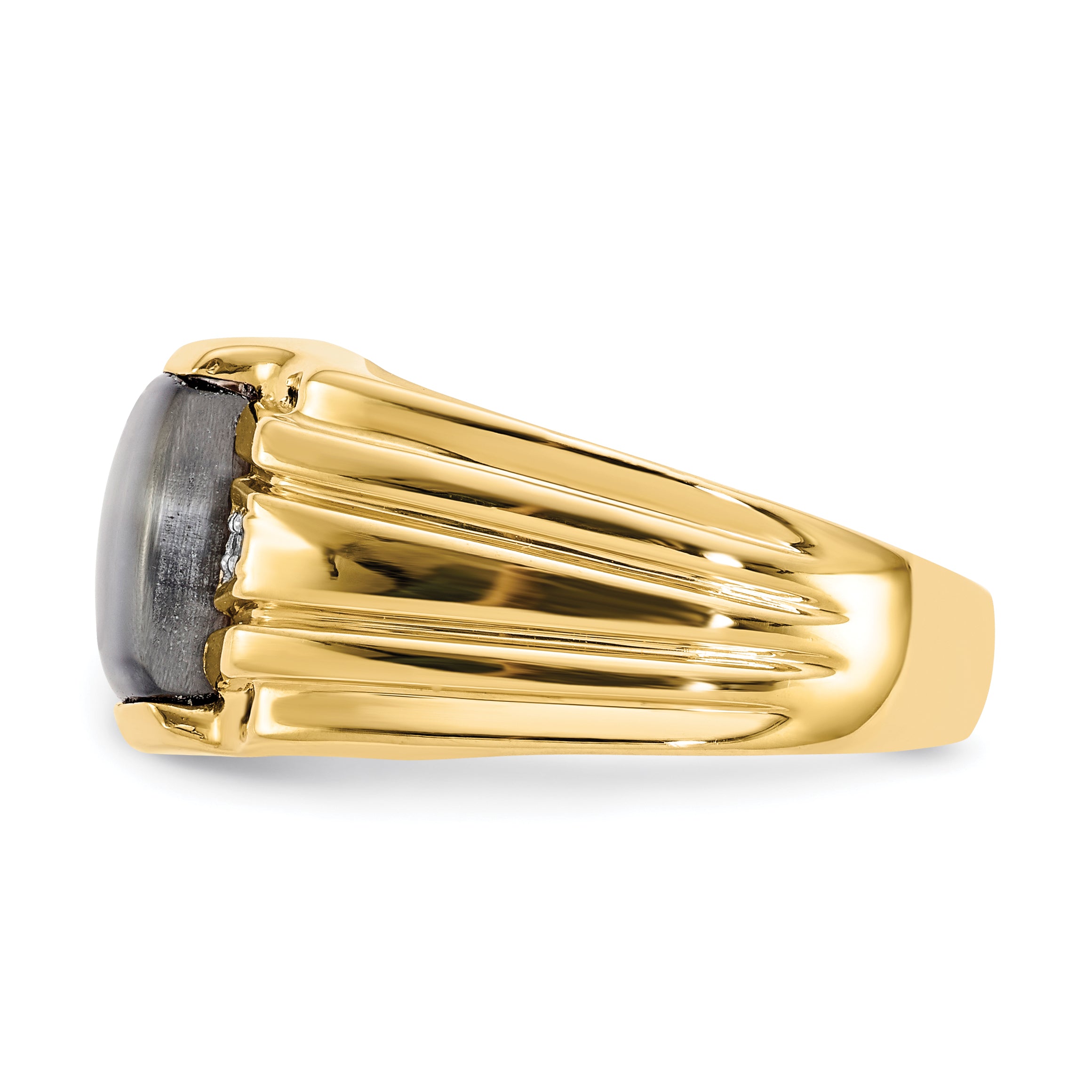 10k Gray Cats Eye & .01ct Diamond Mens Ring