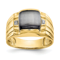 10k Gray Cats Eye & .01ct Diamond Mens Ring