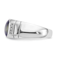 10k White Gold Diamond and Grey Cat's Eye Ring - 10