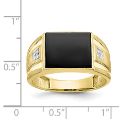 10k Men's Diamond and Black Onyx Ring
