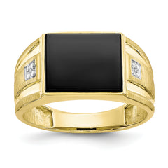 10k Men's Diamond and Black Onyx Ring