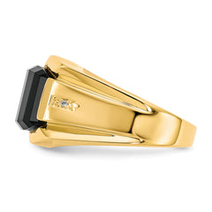 10k Men's Diamond and Black Onyx Ring - 10