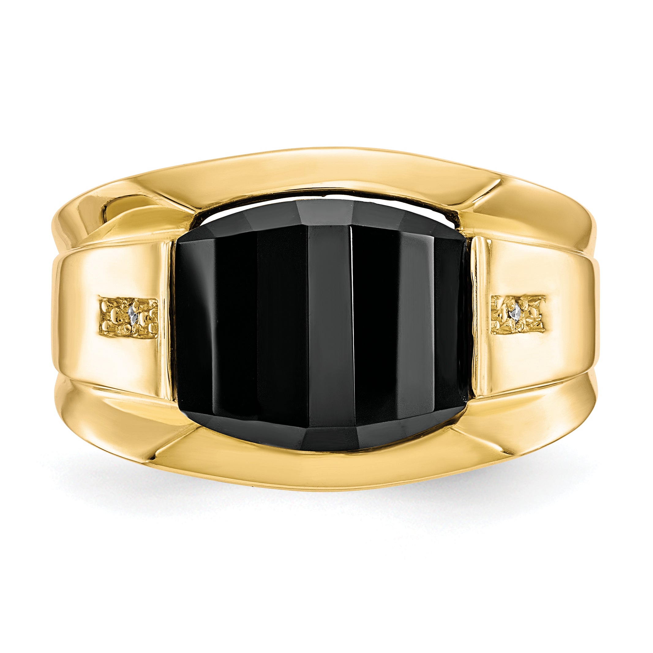 10k Men's Diamond and Black Onyx Ring - 10