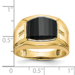 10k Men's Diamond and Black Onyx Ring - 10