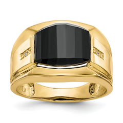 10k Men's Diamond and Black Onyx Ring