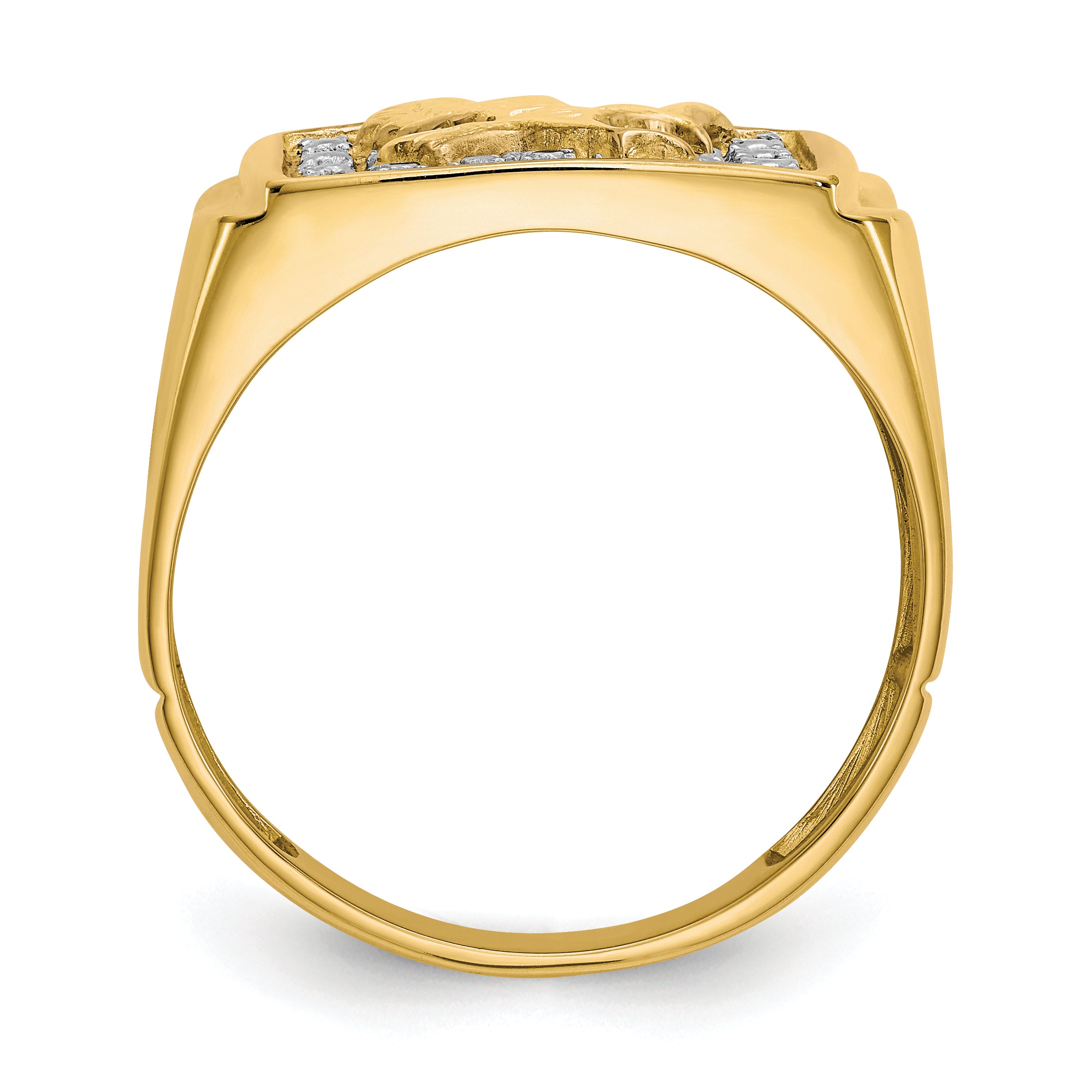 10k & Rhodium .10ct Diamond Mens Eagle Ring Secondary image