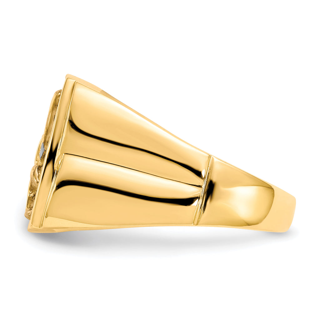 10k & Rhodium .10ct Diamond Mens Eagle Ring