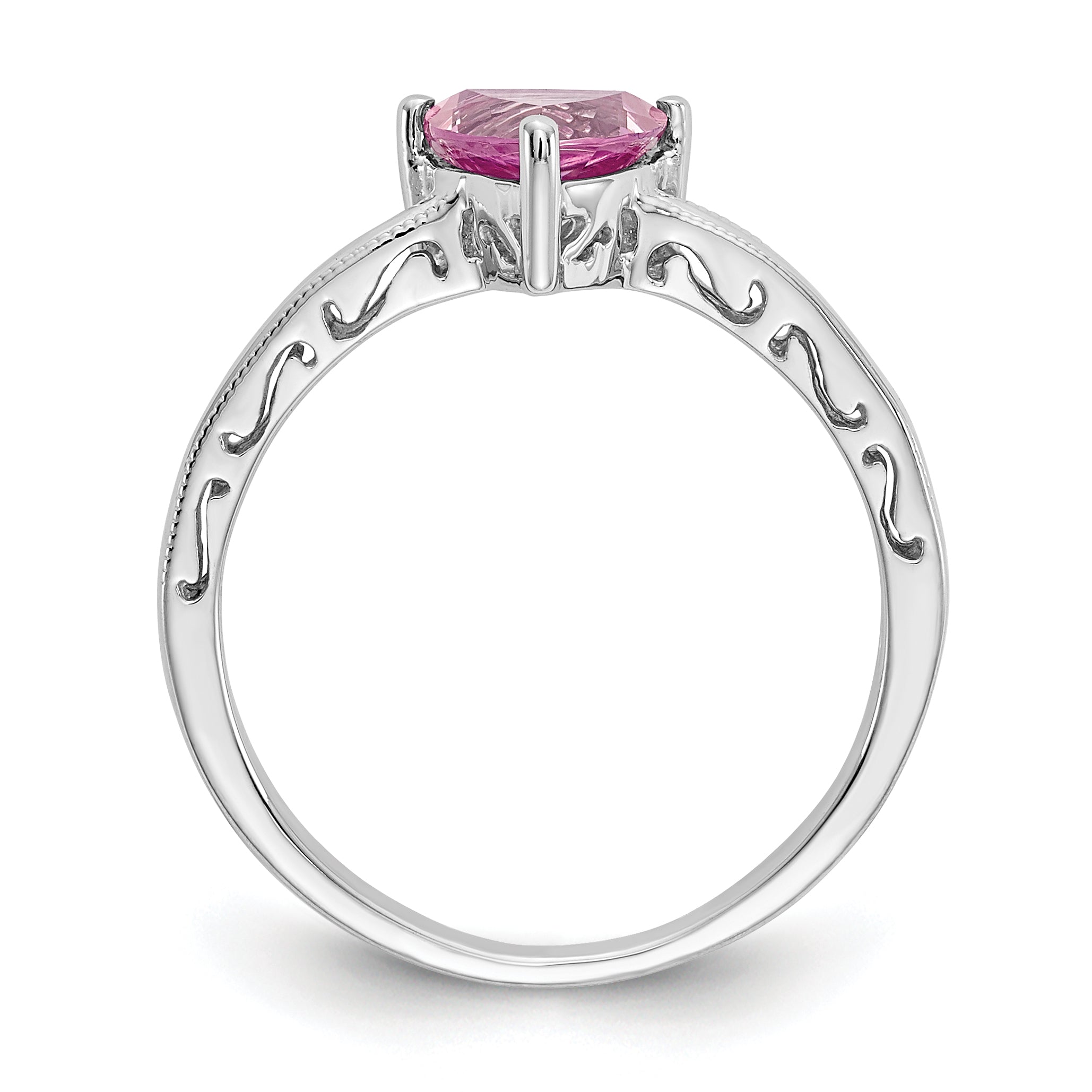 10k White Gold Created Pink Sapphire Ring Secondary image