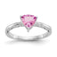 10k White Gold Created Pink Sapphire Ring