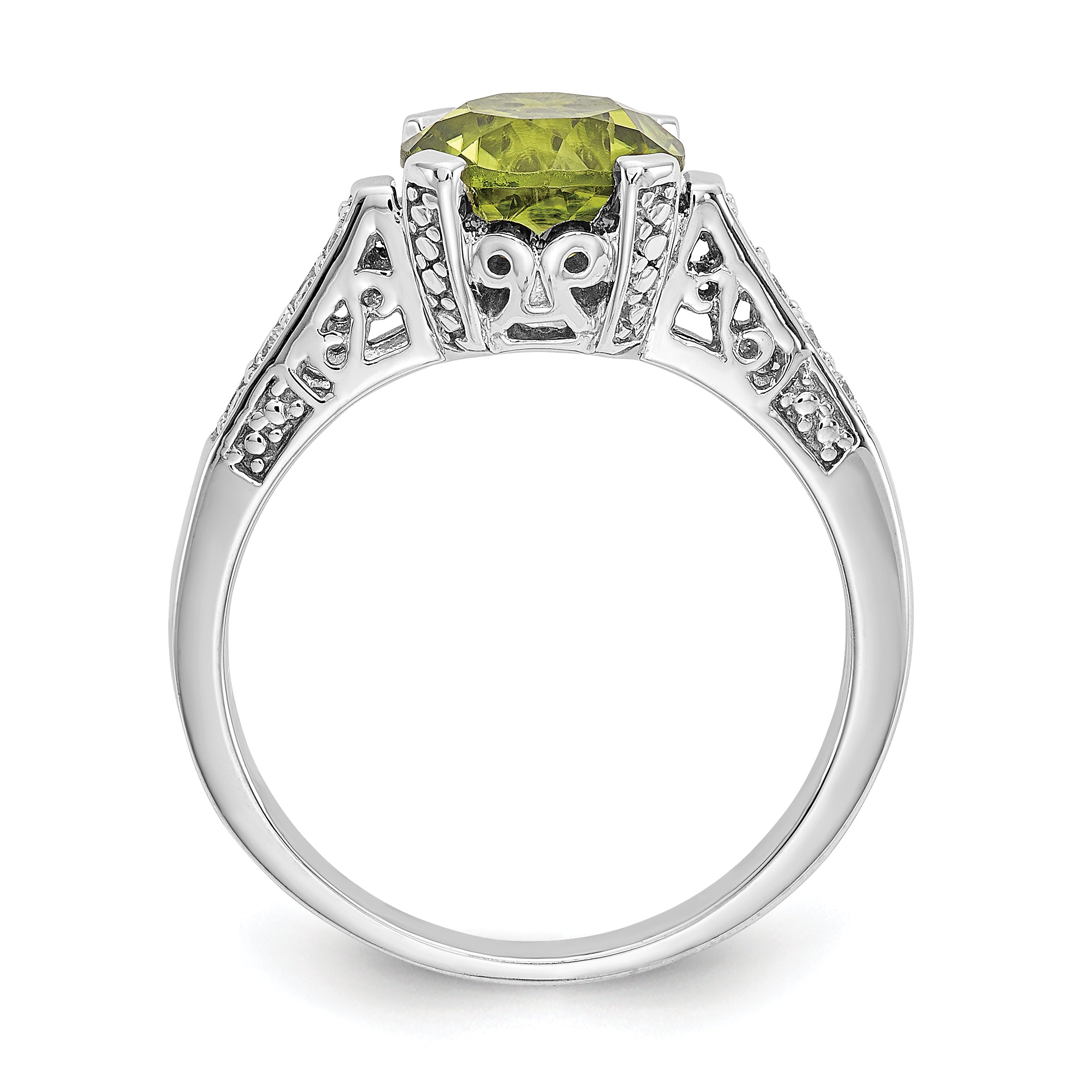 10k White Gold Diamond and Peridot Ring Secondary image