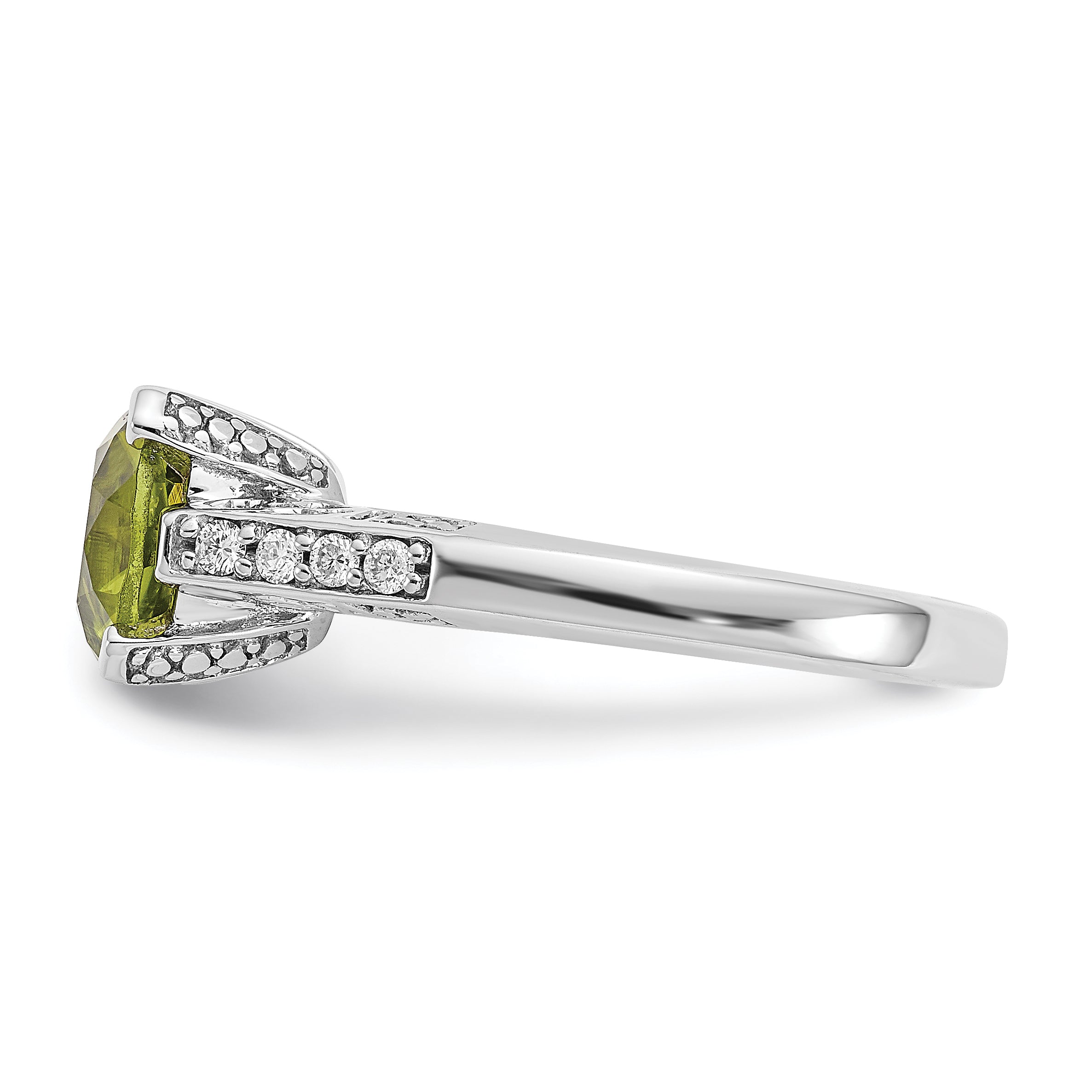 10k White Gold Diamond and Peridot Ring