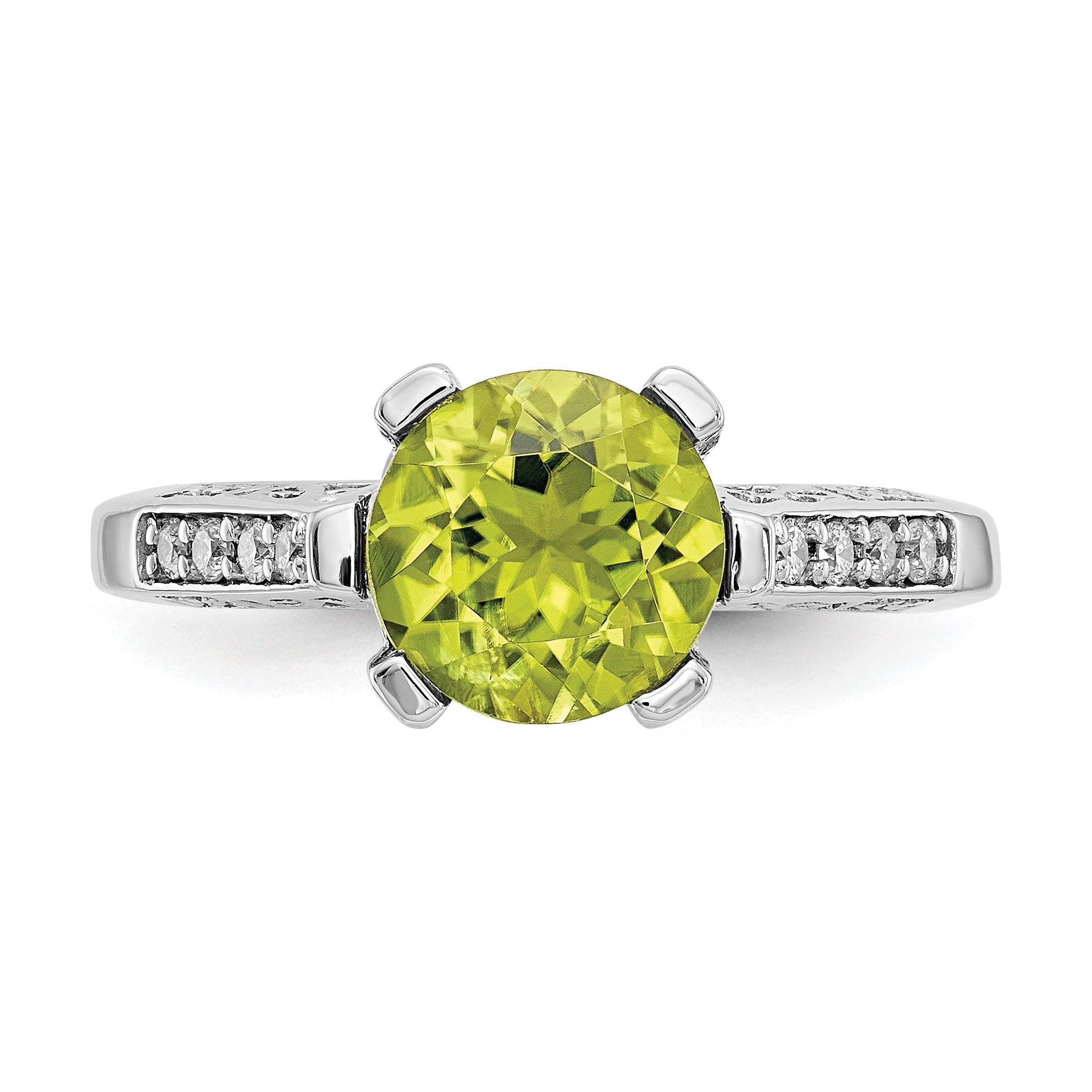 10k White Gold Diamond and Peridot Ring