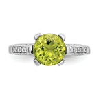 10k White Gold Diamond and Peridot Ring