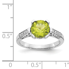 10k White Gold Diamond and Peridot Ring