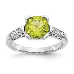 10k White Gold Diamond and Peridot Ring